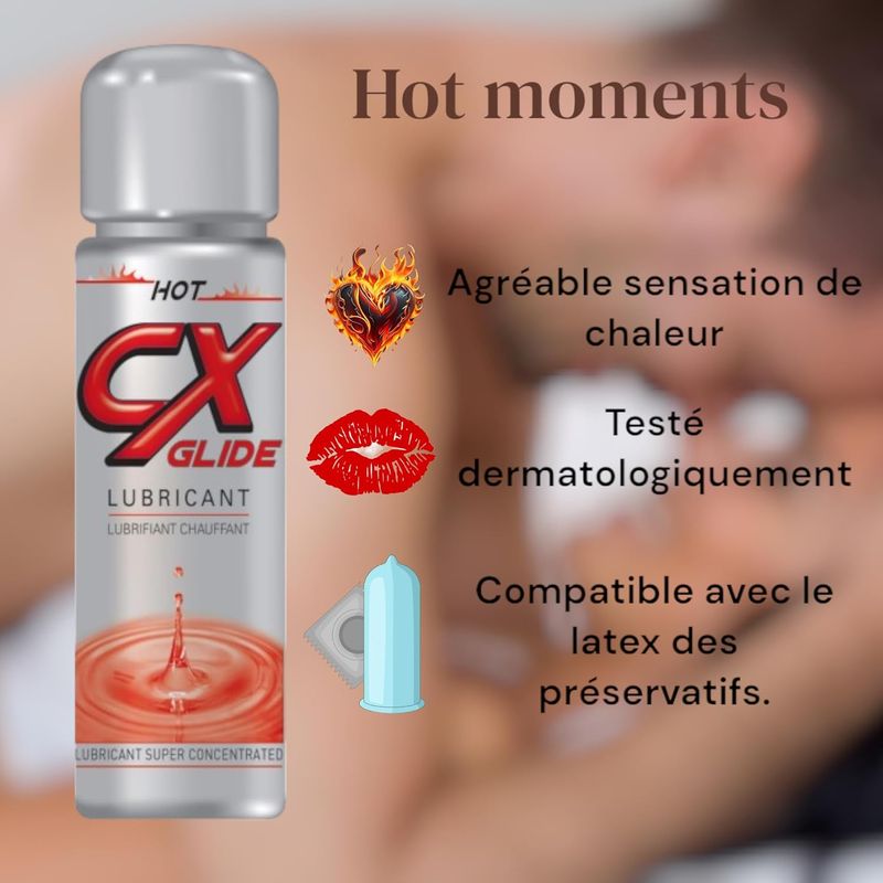 Lubrifiants intimes avec effets - CX Glide Hot | Sensation de Chaleur Excitante CX Glide Sensations plus
