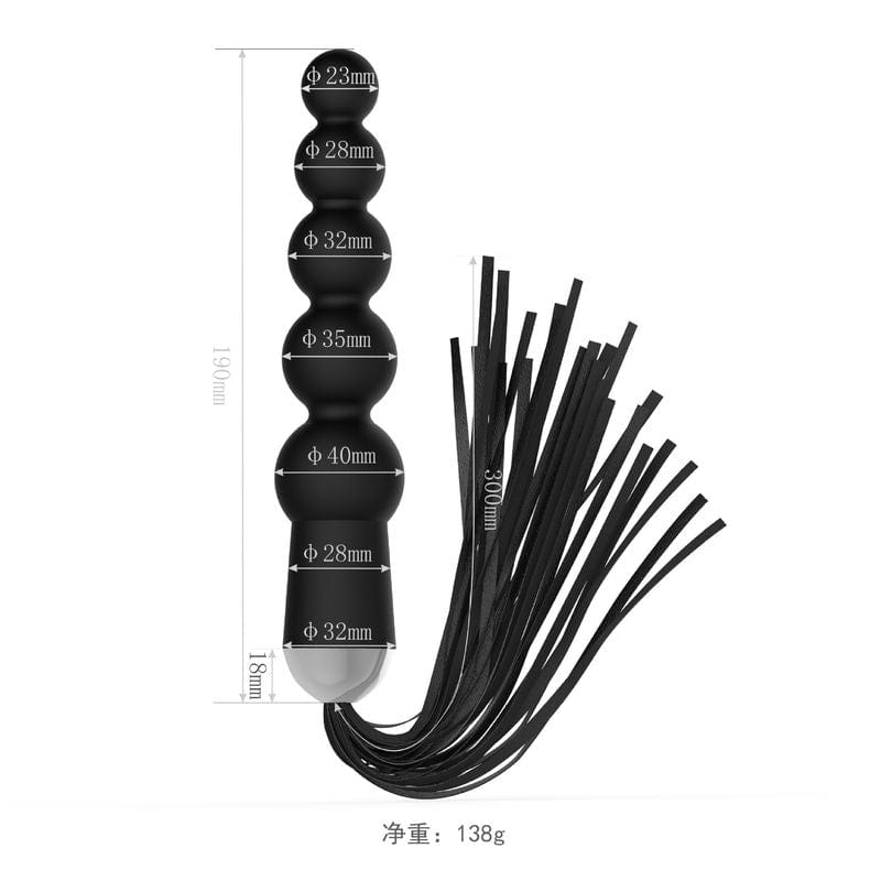 Martinet BDSM 2 en 1 - Fetish Tentation | Manche en Chapelet Anal & Similicuir FetishTentation Sensations plus