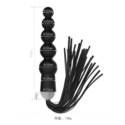 Martinet BDSM 2 en 1 - Fetish Tentation | Manche en Chapelet Anal & Similicuir FetishTentation Sensations plus