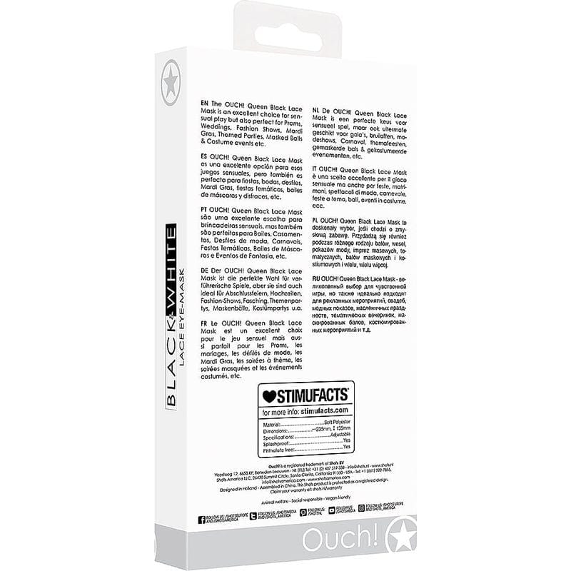 Masque de Luxe pour les Yeux – Lace Eye-Mask Queen | Élégance & Séduction Ouch! B&W Sensations plus