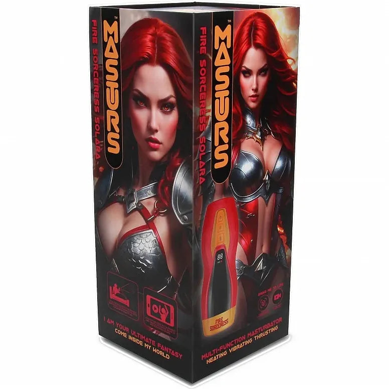 Masturbateur Chauffant à Va-et-Vient + Vibrations - Solara Fire Sorceress | Réalité Virtuelle Shots Toys - Masturs Sensations plus