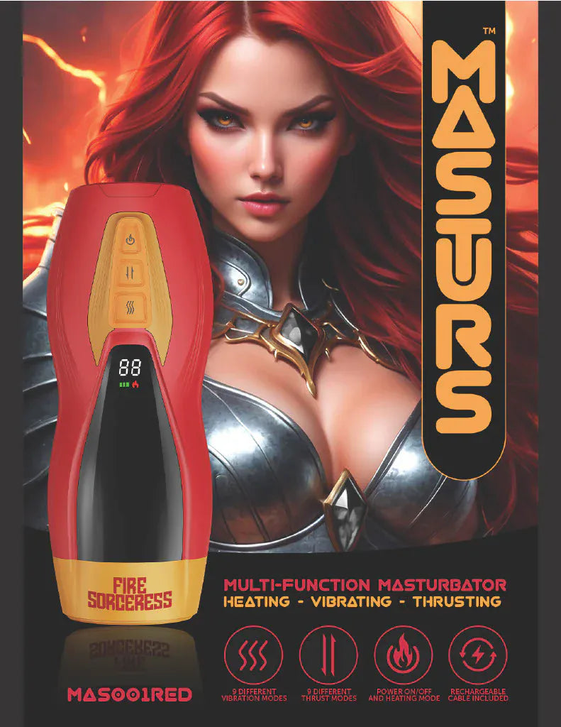 Masturbateur Chauffant à Va-et-Vient + Vibrations - Solara Fire Sorceress | Réalité Virtuelle Shots Toys - Masturs Sensations plus