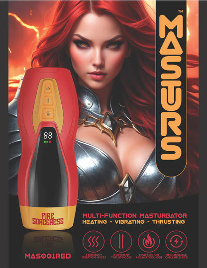 Masturbateur Chauffant à Va-et-Vient + Vibrations - Solara Fire Sorceress | Réalité Virtuelle Shots Toys - Masturs Sensations plus