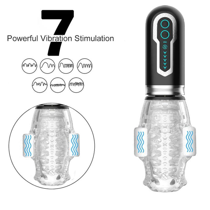 Masturbateur rotatif et vibrant 3 en 1 - Scewell - Thrusting Stroke 25 mm 3 en 1 Secwell Sensations plus