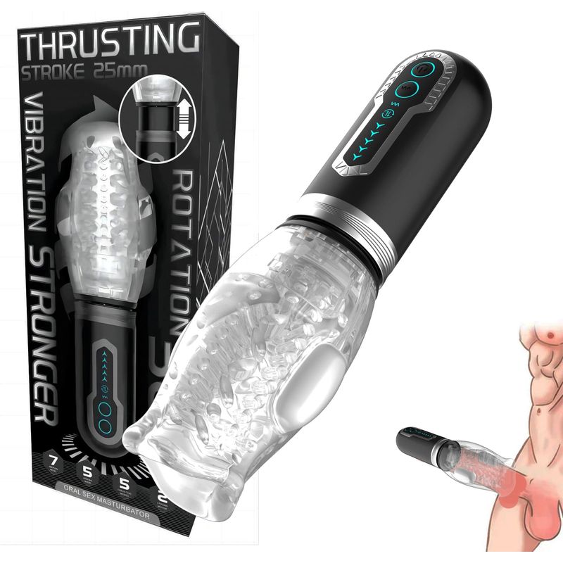 Masturbateur rotatif et vibrant 3 en 1 - Scewell - Thrusting Stroke 25 mm 3 en 1 Secwell Sensations plus