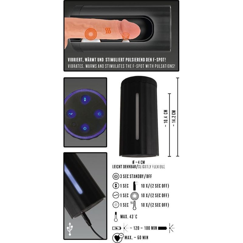 Masturbateur vibrant et chaleur - Rebel - Blow Job Masturbator Sensations Plus Sensations plus