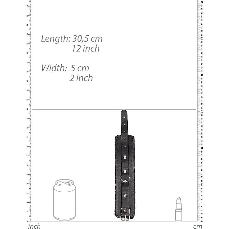 Menottes BDSM peluche noir en cuir reconstitué – OUCH! avec sangles Ouch! B&W Sensations plus