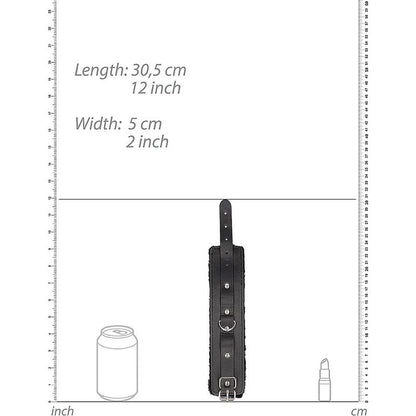 Menottes BDSM peluche noir en cuir reconstitué – OUCH! avec sangles Ouch! B&W Sensations plus