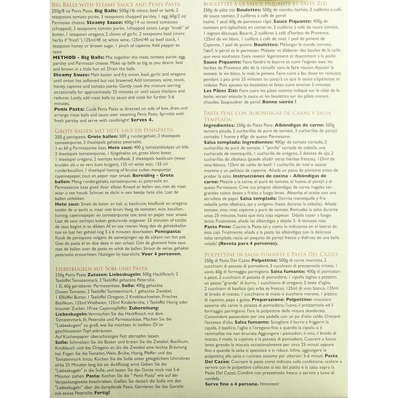 Pâte Alimentaire Humoristique - Hott Product - Penis Pasta Sensations Plus Sensations plus