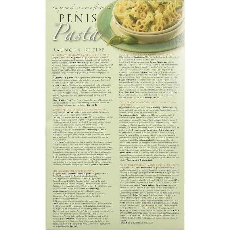 Pâte Alimentaire Humoristique - Hott Product - Penis Pasta Sensations Plus Sensations plus