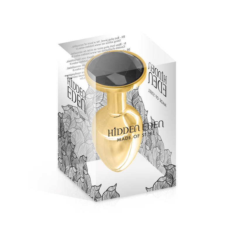 Plug Anal & Bijou 3 Tailles - Hidden Eden Angel Gold Black | Plug anal en Or & Cristal Noir Hidden Eden Sensations plus