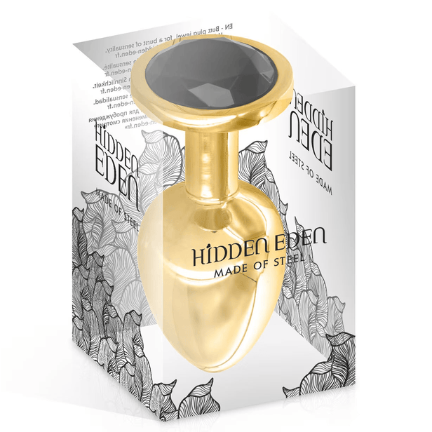 Plug Anal & Bijou 3 Tailles - Hidden Eden Angel Gold Black | Plug anal en Or & Cristal Noir Hidden Eden Sensations plus