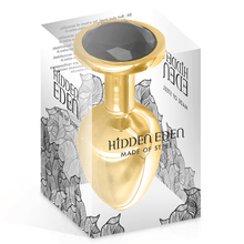 Plug Anal & Bijou 3 Tailles - Hidden Eden Angel Gold Black | Plug anal en Or & Cristal Noir Hidden Eden Sensations plus