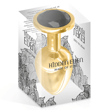 Plug Anal & Bijou 3 Tailles - Hidden Eden Angel Gold Black | Plug anal en Or & Cristal Noir Hidden Eden Sensations plus