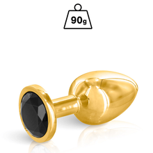 Plug Anal & Bijou 3 Tailles - Hidden Eden Angel Gold Black | Plug anal en Or & Cristal Noir Hidden Eden Sensations plus