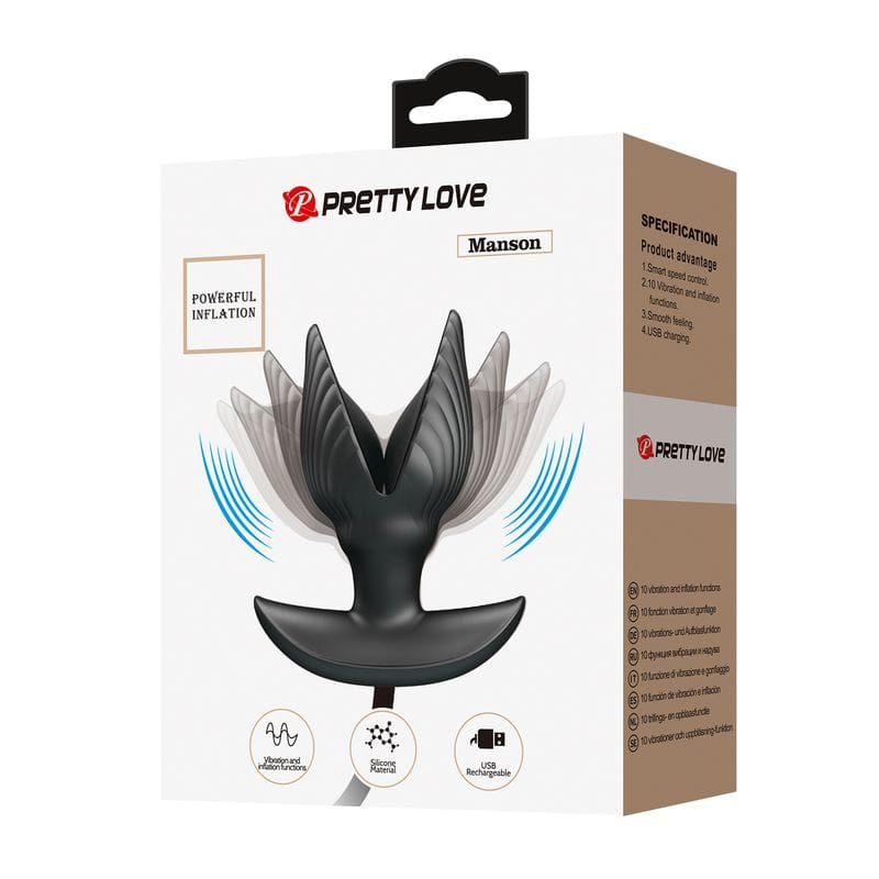 Plug Anal Gonflable Vibrant - Pretty Love Manson | Pompe Intégrée, & Rechargeable USB Pretty Love Sensations plus