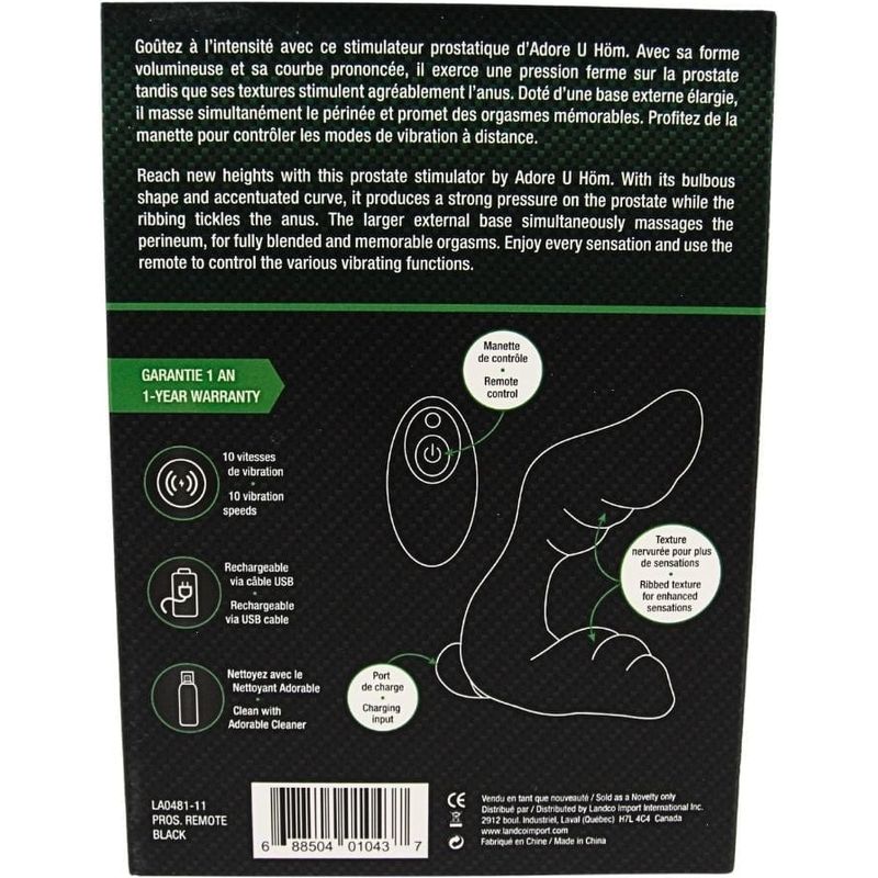 Prostate - Adore U Höm - Stimulateur De Prostate Avec Télécommande - Courbe Prononcée Adore U Höm Sensations plus