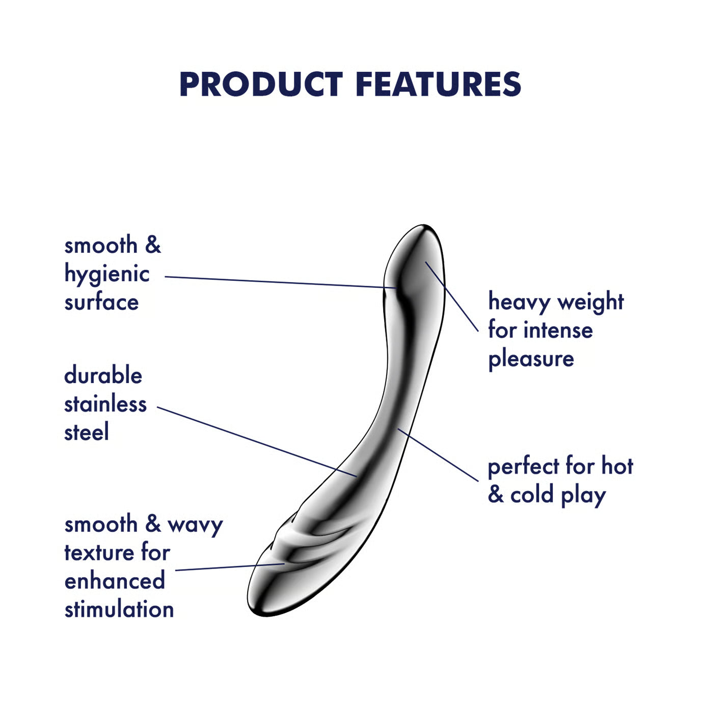 Dildo en Acier Inoxydable - Satisfyer Pure Gravity 3 | Point-G, Double Texture & Massif