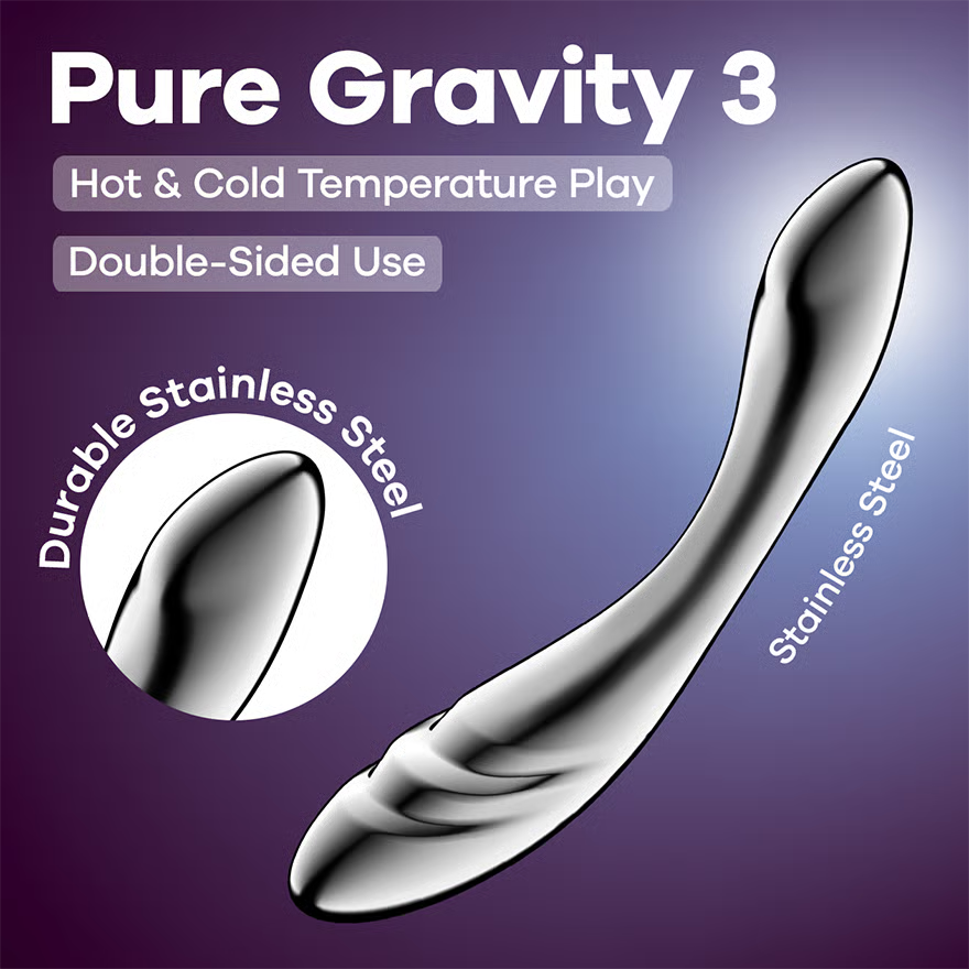 Dildo en Acier Inoxydable - Satisfyer Pure Gravity 3 | Point-G, Double Texture & Massif
