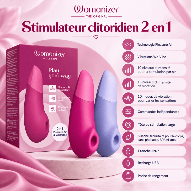 Stimulateur Clitoridien 2 en 1 - Womanizer Enhance | Pleasure Air & Vibrations Womanizer Sensations plus