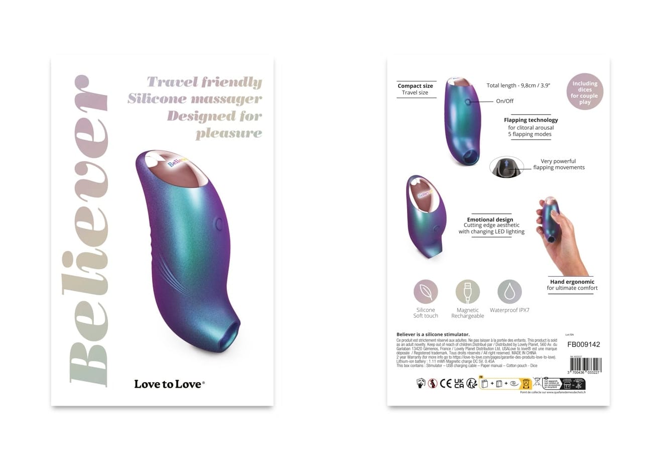 Stimulateur Clitoridien - Believer Love to Love | Mouvements Flapping Love to Love Sensations plus