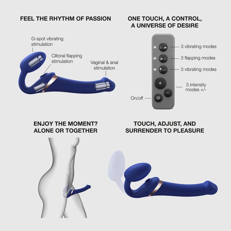 Strap-On Vibrant & Tapotements - Strap-On-Me Multi-Orgasme | Format Extra-Large Strap-on-me Sensations plus