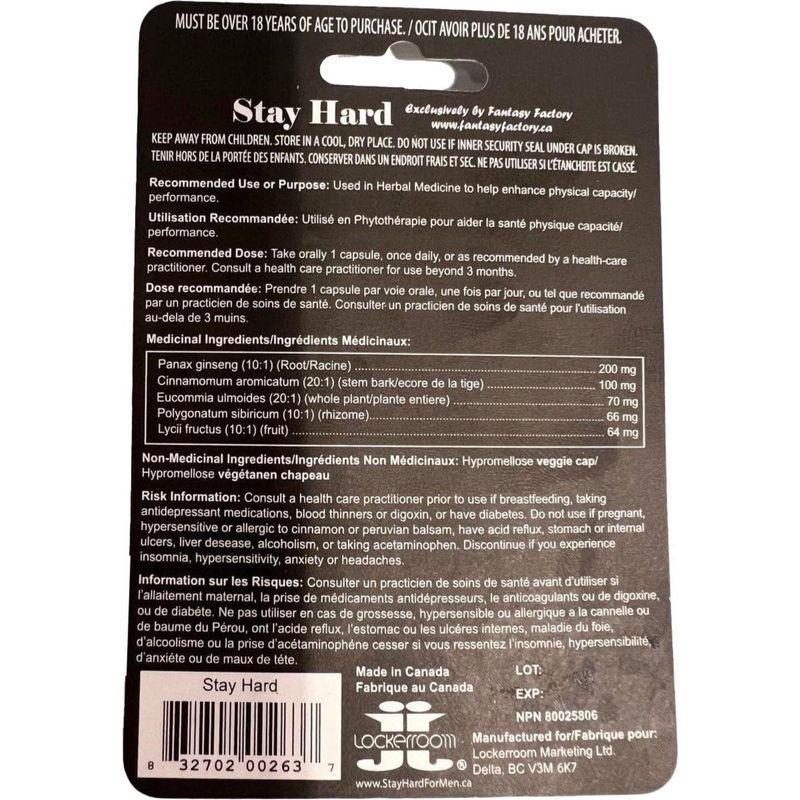 Suppléments sexuel - Lockerroom - Stay Hard Lockerroom Sensations plus