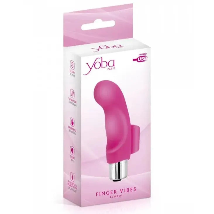 Vibrateur à Doigt - Doigt Vibrant Ecstasy | Mini Vibrateur Clitoris, 10 Vitesses en Silicone Yoba Paris Sensations plus
