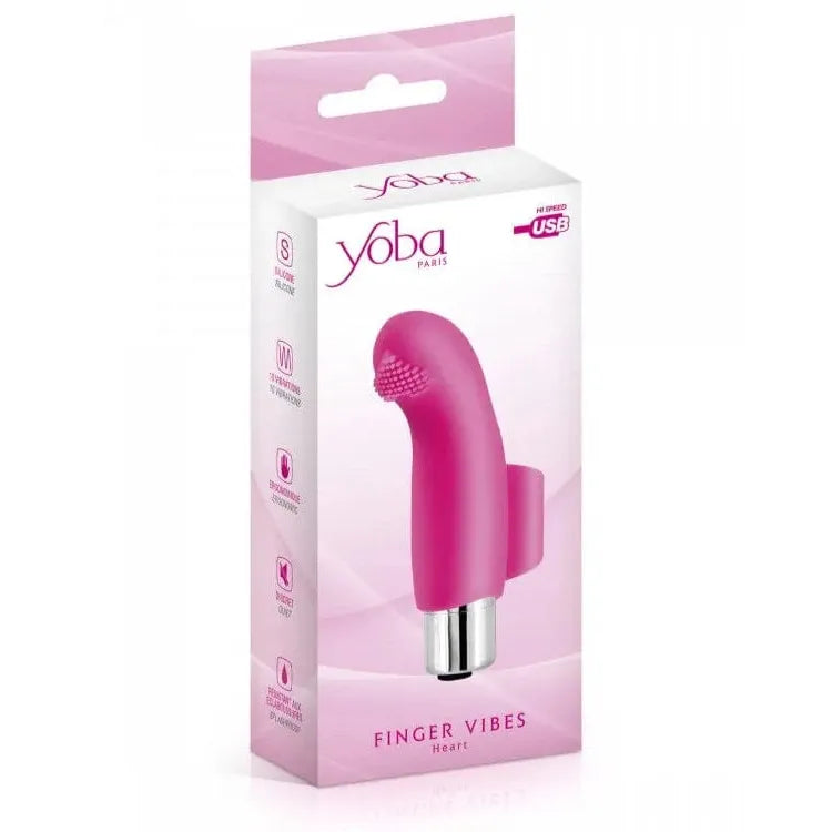 Vibrateur à Doigt - Doigt Vibrant Heart | Mini Vibrateur Clitoridien, 10 Vitesses en Silicone Yoba Paris Sensations plus