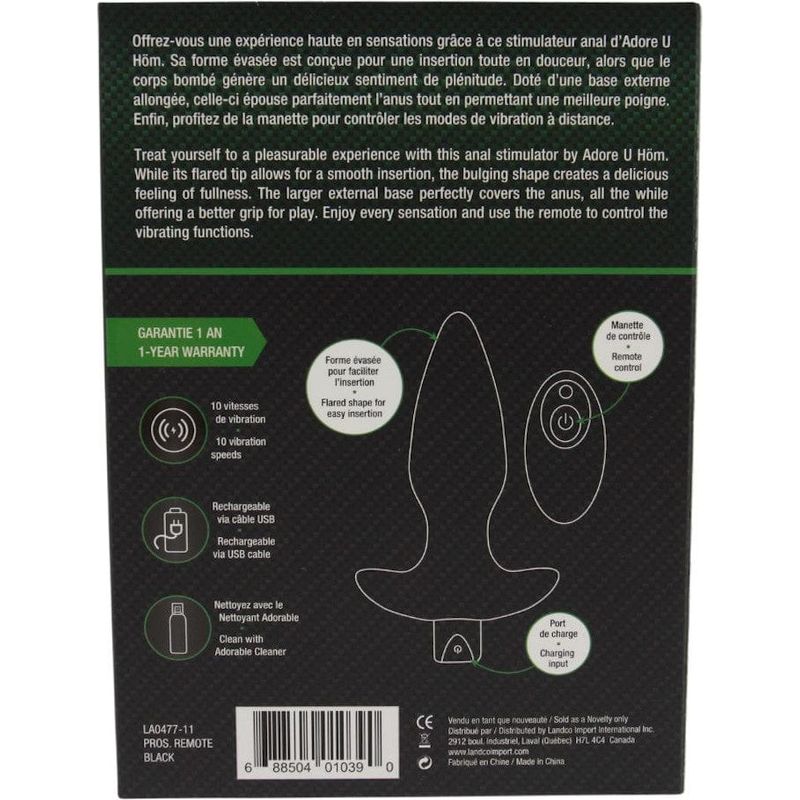 Vibrateur Anal Avec Télécommande - Adore U Höm - Plug anal - LA0477-11 Adore U - Anal Sensations plus