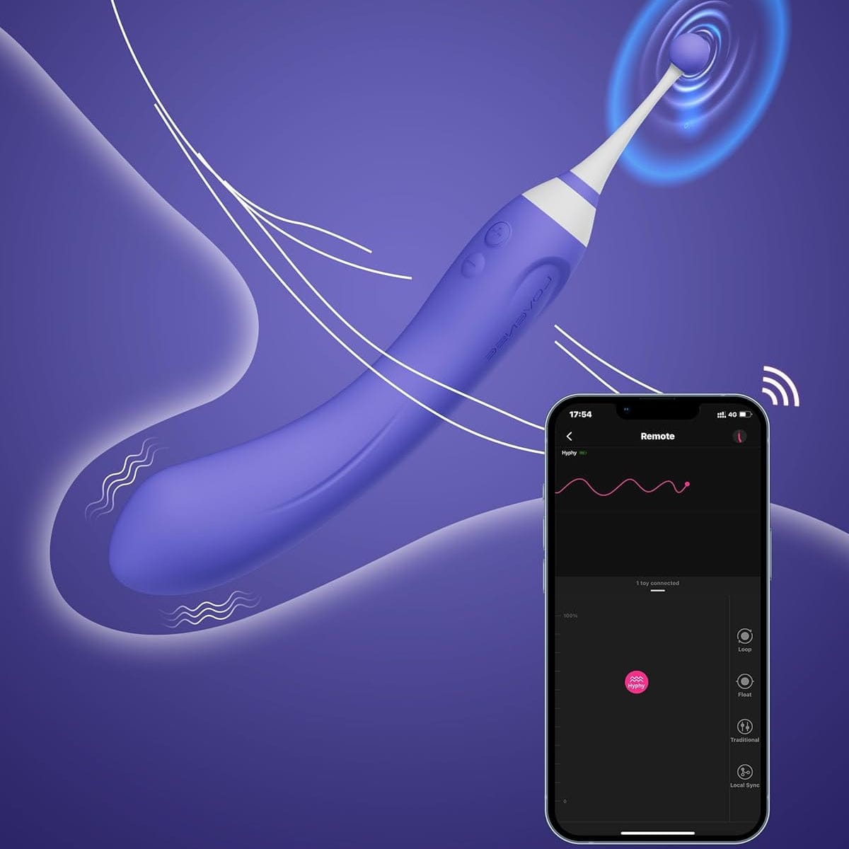 Vibrateur Double Extrémité - Hyphy Lovense | Puissant & Connecté pour Clitoris & Point G Lovense Sensations plus