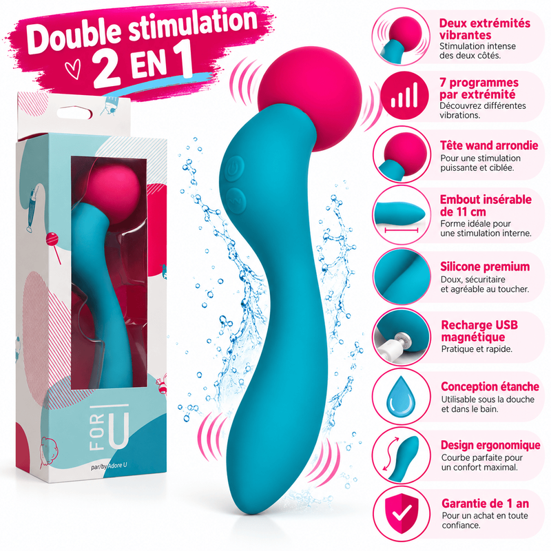 Vibrateur Double Stimulation Wand 2 en 1 -  Fruitcake | Adore U For U Adore U - For U Sensations plus