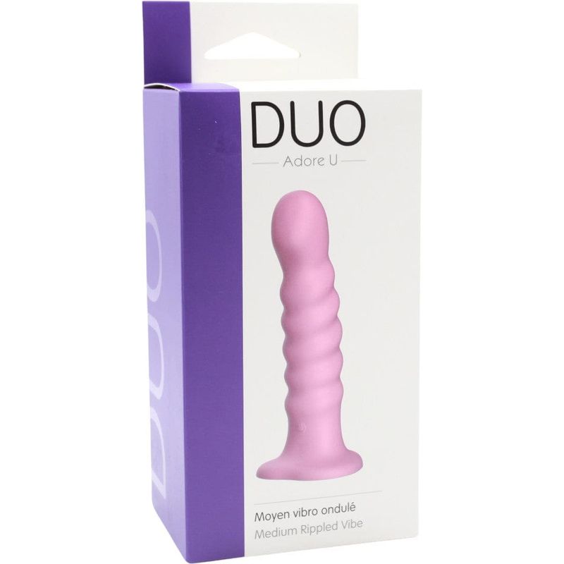 Vibrateur - Duo Moyen Vibro Ondulé | 10 Vibrations & Harnais Compatible Adore U DUO Sensations plus