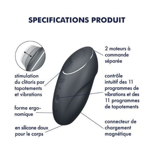 Vibrateur pour clitoris - Satisfyer - Tap & Climax 1 Satisfyer Sensations plus