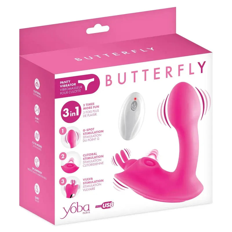 Butterfly Yoba Paris - Vibrateur 3-en-1 | Clitoris, Vulve & Point G Sensations Plus Butterfly Yoba Paris - Vibrateur 3-en-1 | Clitoris, Vulve & Point G Sensations Plus