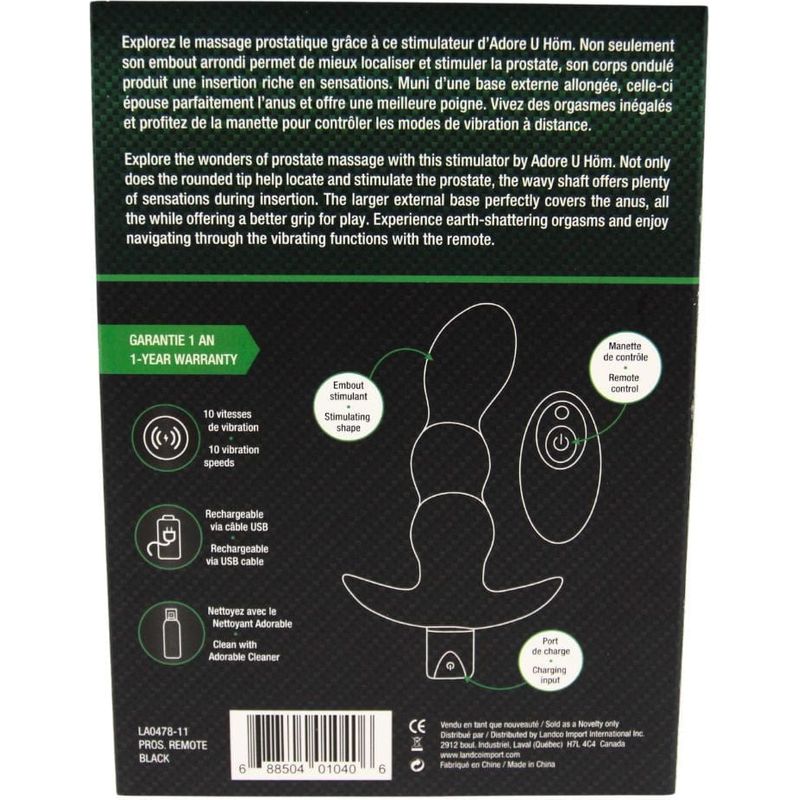Vibrateur pour la prostate Avec Télécommande - Adore U - LA0478-11 Adore U - Anal Sensations plus