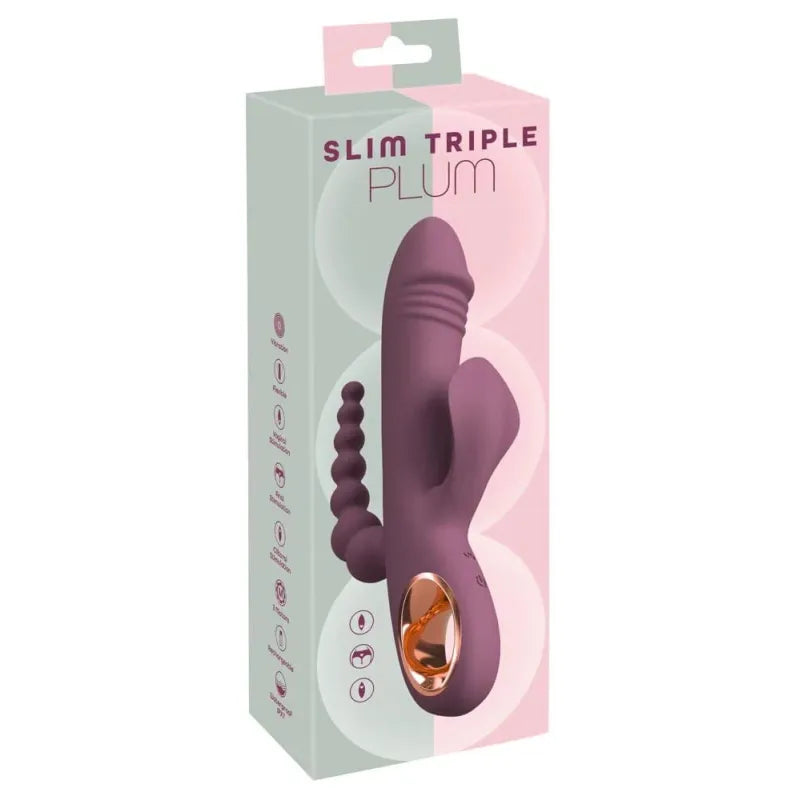 Vibrateur Triple Stimulation - Slim Triple Plum | Clitoridienne, Vaginale & Anale You 2 Toys Sensations plus