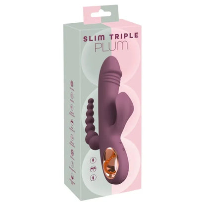 Vibrateur Triple Stimulation - Slim Triple Plum | Clitoridienne, Vaginale & Anale You 2 Toys Sensations plus