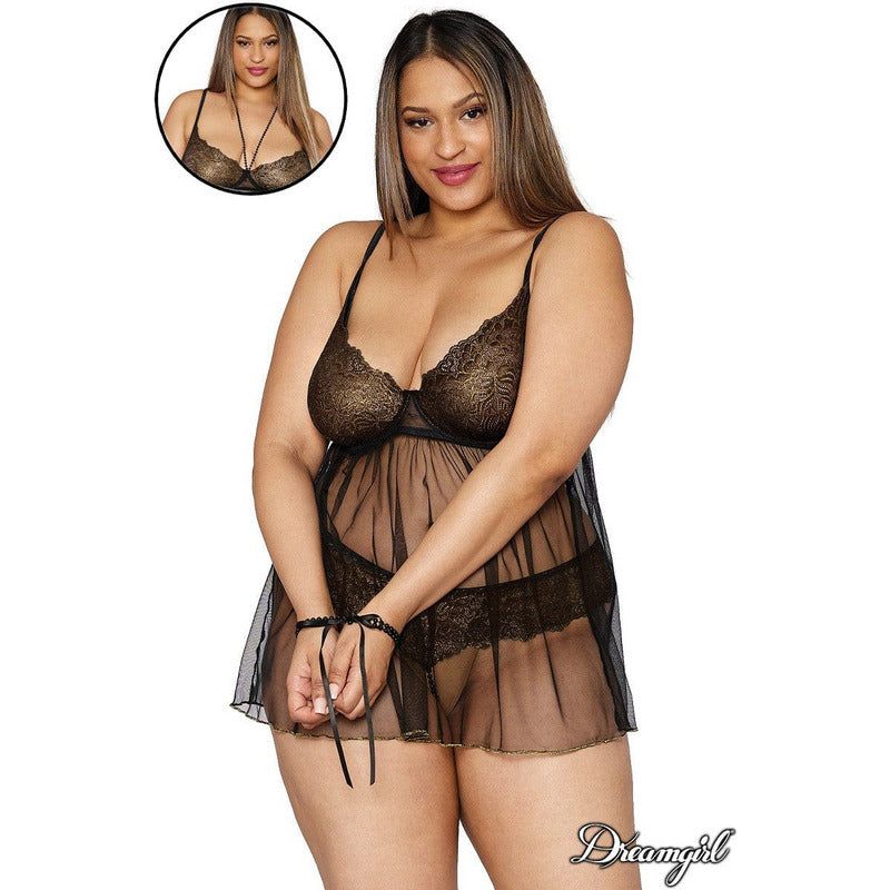 Lingerie Dreamgirl - Bobydoll 12666 Dreamgirl Sensations plus