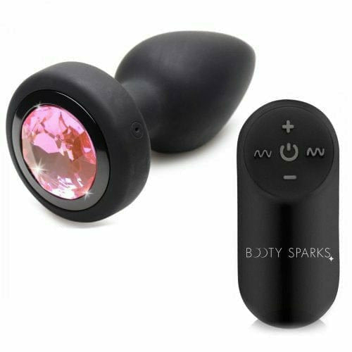 Anal - Booty Sparks - 28X Silicone Vibrating Pink Gem Anal Plug Booty Sparks Sensations plus