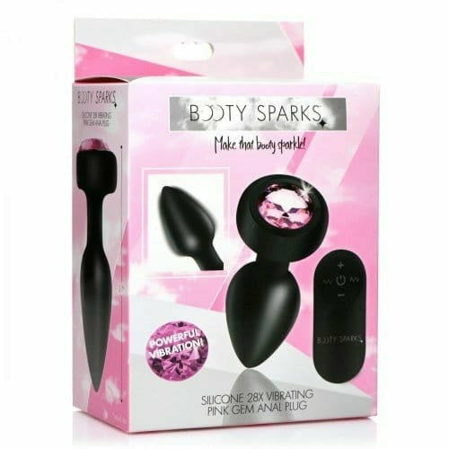 Anal - Booty Sparks - 28X Silicone Vibrating Pink Gem Anal Plug Booty Sparks Sensations plus