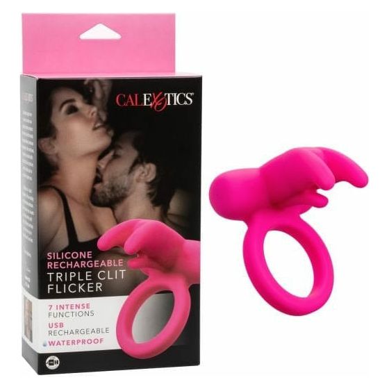 Anneau D'érection Vibrant - CalExotics - Triple Clit Flicker Rechargeable CalExotics Sensations plus