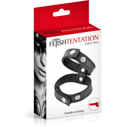 Anneau D'érection - FetishTentation - Double cockring simili cuir FetishTentation Sensations plus