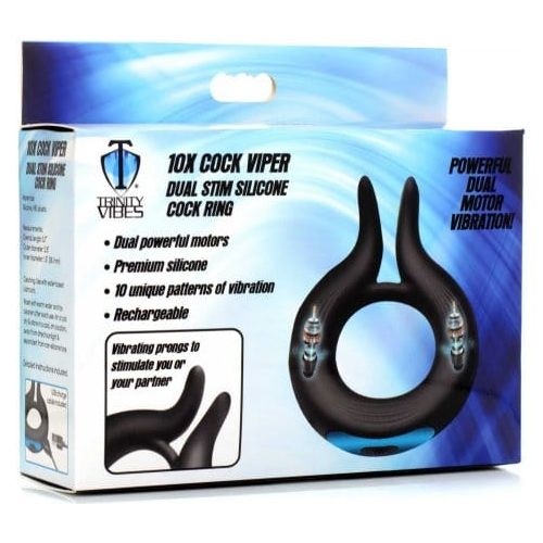 Anneau D'érection Vibrant - Trinity Vibes - 10X Cock Viper Dual Stim Silicone Cock Ring Trinity Vibe Sensations plus