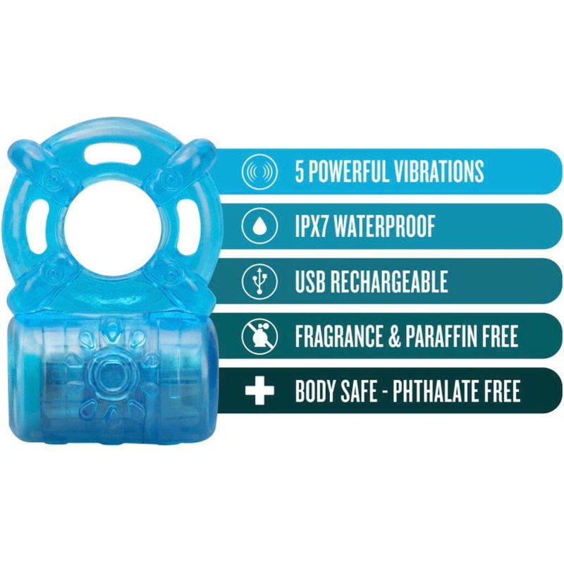 Anneau D'érection Vibrant  - Stay Hard - Rechargeable 5 Function Blush Novelties Sensations plus