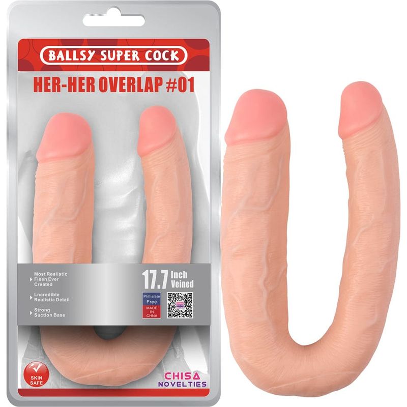 Dildo Double - Ballsy Super Cock - Her-Her Overlap #1 - 17.7 pouces Ballsy Super Cock Sensations plus