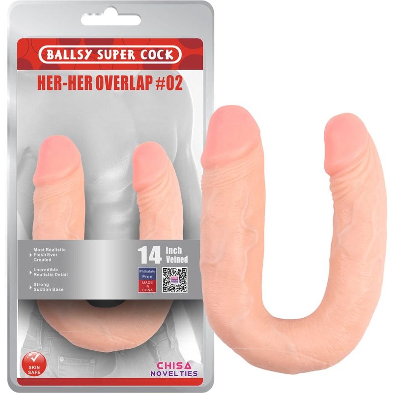 Dildo Double -  Ballsy Super Cock - Her-Her Overlap #2 - 14 pouces Ballsy Super Cock Sensations plus