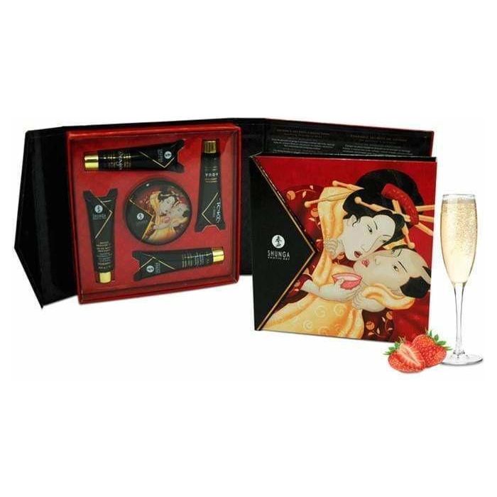 Ensemble - Shunga - Secrets de Geisha - Vin Pétillant à la Fraise Shunga Sensations plus