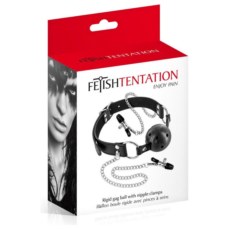 Fetish - FetishTentation - Bâillon Boule Rigide et Pinces à Seins FetishTentation Sensations plus