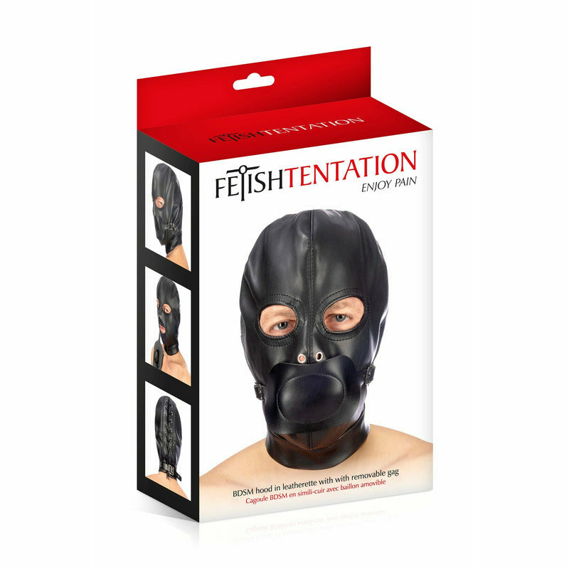 Masque BDSM - FetishTentation - Cagoule BDSM en simili-cuir avec bâillon FetishTentation Sensations plus
